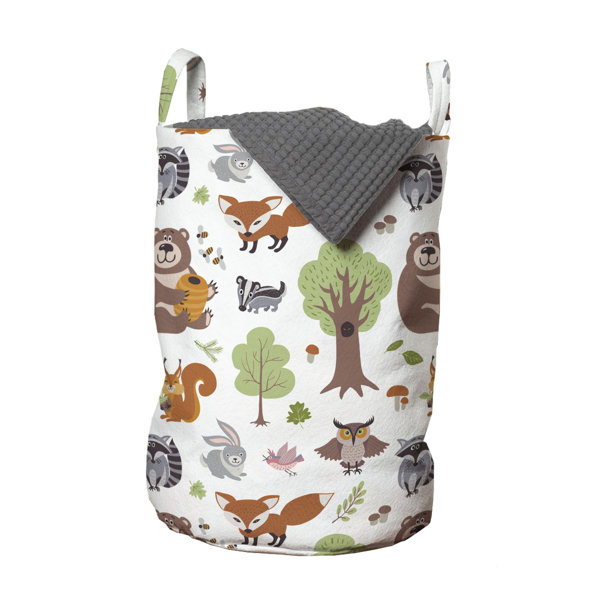 East Urban Home Forest Laundry Bag, Doodle Woodland Creatures As Honey